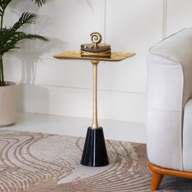 Dark Green Marble Base End Table Col- Gold