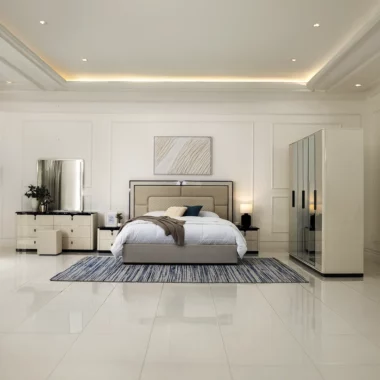 Jasmine 6 piece – 200*180 Bed Room Set – Col Cream & Black