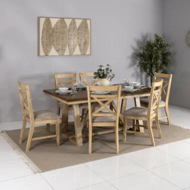 Begonia Dining Set – 6 Seater – Oak/Peanut