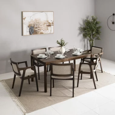 Blair Dining Set 1+6 – Brown