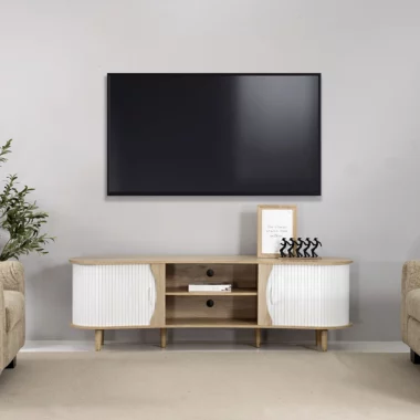 Curve 180 Cms TV Unit Col Oak & White