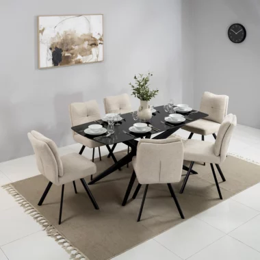 The Kare Dining Set – Black & Beige