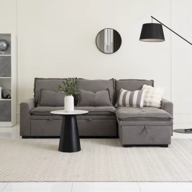 Misha Corner Sofa Bed W/T Storage – Brown