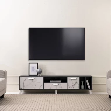 Mondo Tv Unit 180Cm Col Dark Grey/Marble White