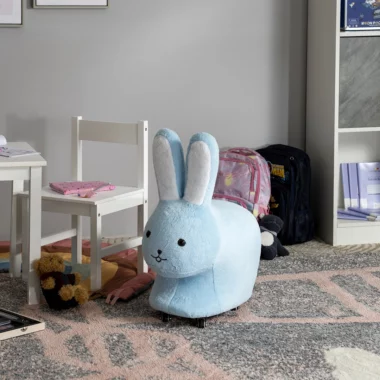 Rabbit kids stool with wheel – Blue