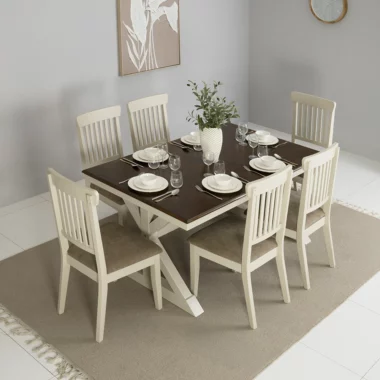 Alex Dining Set 6 Seater – Oak & Off-White