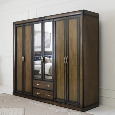 Aris 6 Door Wardrobe – Dark Brown