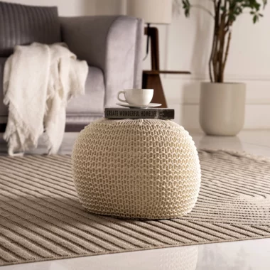Leo Poof In Fabric – Beige