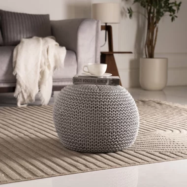 Leo Poof In Fabric – Grey