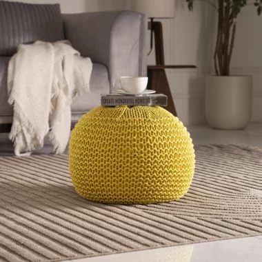 Leo Poof In Fabric – Yellow