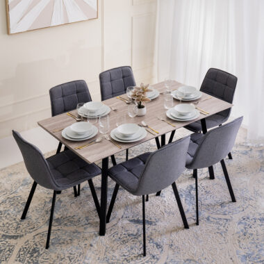 Nolan Dining Set 1+6 Col White & Grey