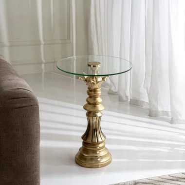 King Accent Table With Glass Top
