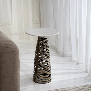 Ribbon Side Table With Marble Top