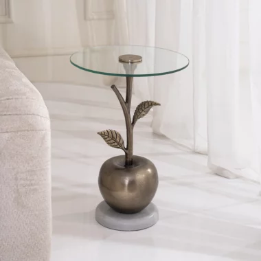 Apple Side Table With Glass Top