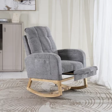 Kamari Rocking Chair With Leg Rest -Grey