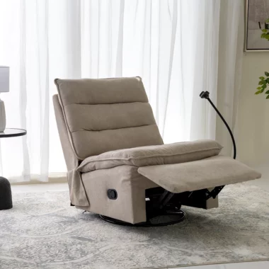 Rubeus Single Recliner Sofa With Swivel & Rocker -Beige
