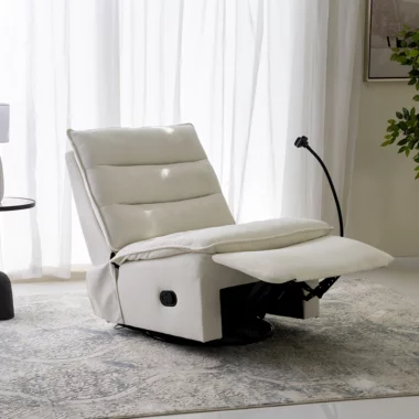 Rubeus Single Recliner Sofa With Swivel & Rocker -Off White