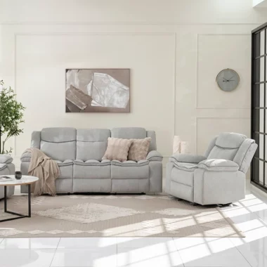 Ziva 6-Seater Recliner Sofa Set -Light Grey