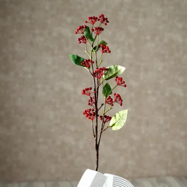 Grevia Cherry Branch Without Vase -Red 82Cm