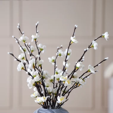 Grevia Plum Blossom Set Without Vase -White 55Cm