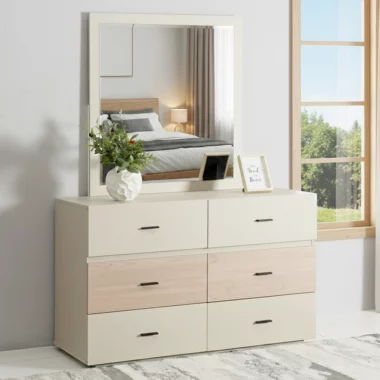 Helio Dresser With Mirror -Beige