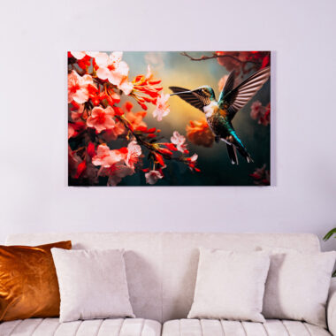 Opaline Hummingbird Tempered Glass Wall Art -120x80cm