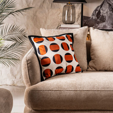 Miraj Printed Velvet Cushion Orange -45x45cm