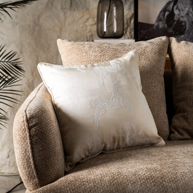 Miraj Jacquard Cushion Horse Design White -45x45cm