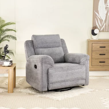 Aaron Single Recliner With Swivel/Glider -Dark Grey