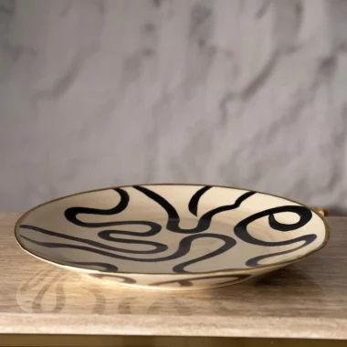 Auric Ceramic Plate Cream/Black -40.5×40.5×4.5cm