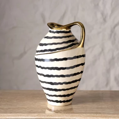 Auric Ceramic Vase Cream/Black -26.5x24x40cm