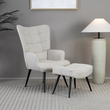 Geona Leisure Chair With Footrest -Beige Bjorn