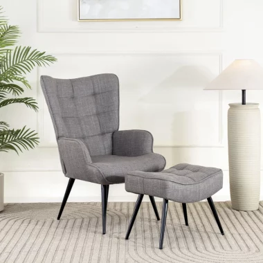 Geona Leisure Chair With Footrest -Grey Bjorn