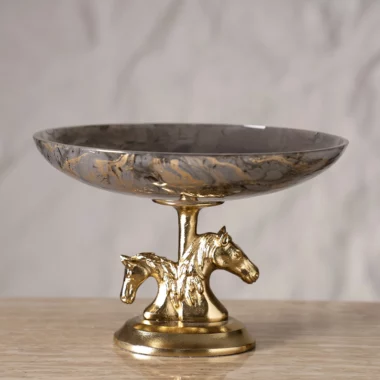 Galiora Horse Footed Bowl Gold & Grey -31x31x21cm