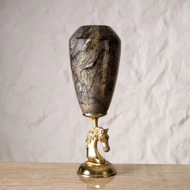 Galiora Horse Vase Large Gold & Grey -17x17x46.5cm