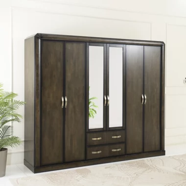Rosemary 6 Door Wardrobe -Brown