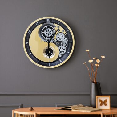 Chronos Metal Gear Wall Clock Black/Gold -46cm