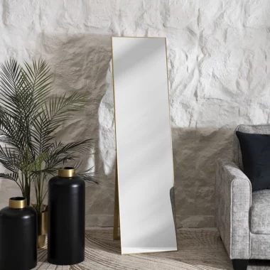 Nexa Wood Standing Mirror Gold -40x150cm