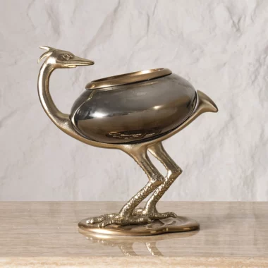 Serenya Footed Jar with Lid Large Gold & Bronze -32×23.5x31cm