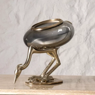 Serenya Footed Jar with Lid Small Gold & Bronze -27.5x19x27.5cm