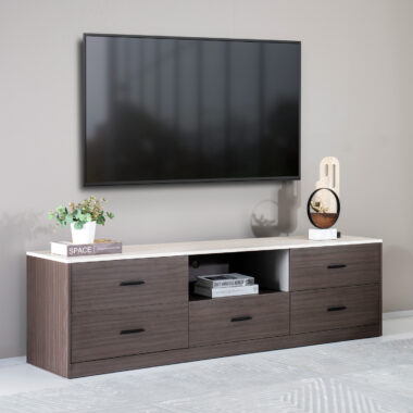 Menion K Tv Unit -Marble & Black Oak
