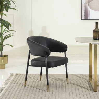 Olivia Dining Chair Faux LTR -Black