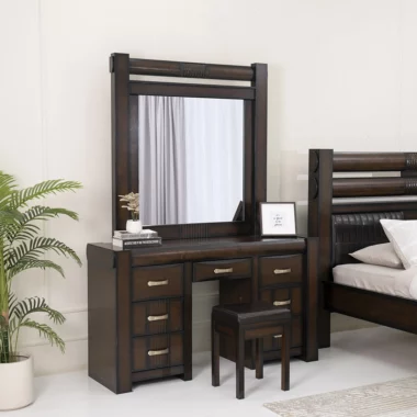 Victoria Dresser With Mirror & Stool -Chocolate