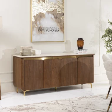 Petals Sideboard -Beige & Walnut