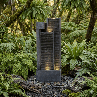Serene Stone Flow Outdoor Fountain -Grey