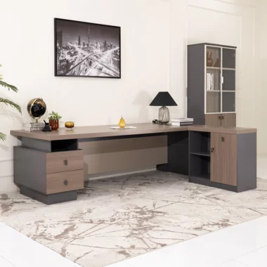 Tesser Office Table -Grey Walnut