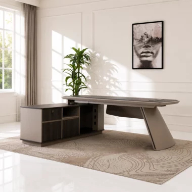 Arena Office Table -Dark Oak /Grey