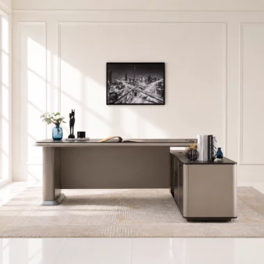 Jade Office Table -Dark Oak /Grey
