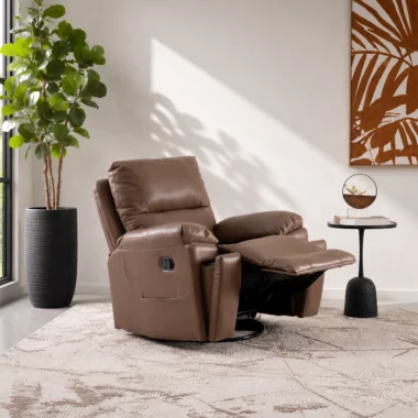 Remo Recliner Sofa With Swivel & Rocker -Dark Brown