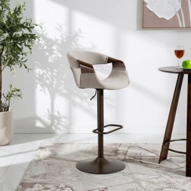 Bianca Bar Chair -Walnut and Beige